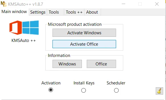 In the main window, go to the Activate Office section