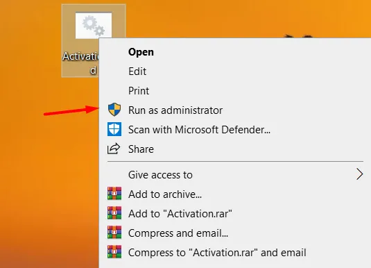 Run the CMD file as administrator for Windows 10 activation